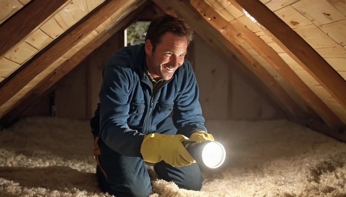 A friendly local provider inspecting an attic with a flashlight in a Atlanta home
